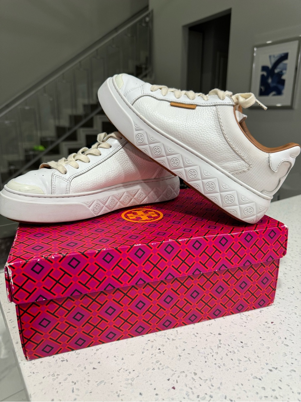 White and Brown LadyBug Leather Tory Burch size 8